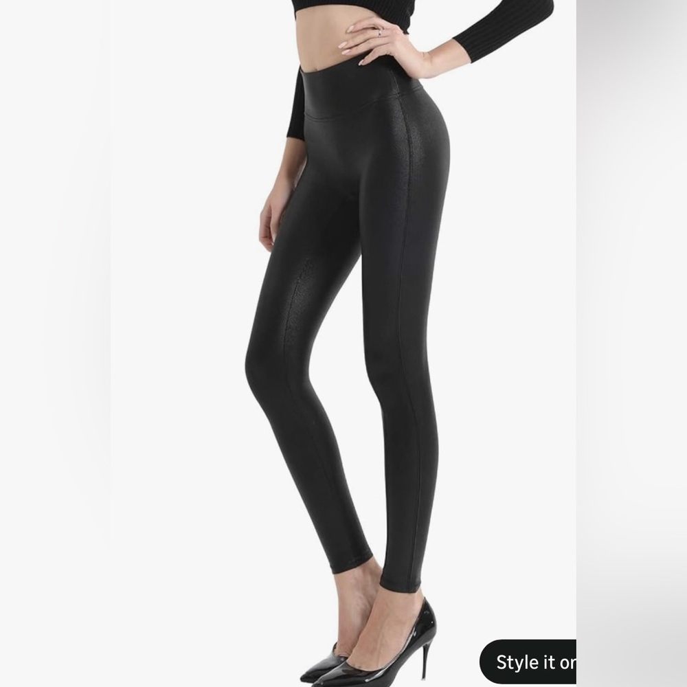 High-Waist Black Faux Leather Leggings